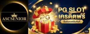 แบนเนอร์แจก PG SLOT เครดิตฟรี รูปกล่องของขวัญและเหรียญทอง พร้อมข้อความ ยืนยันเบอร์รับทันที