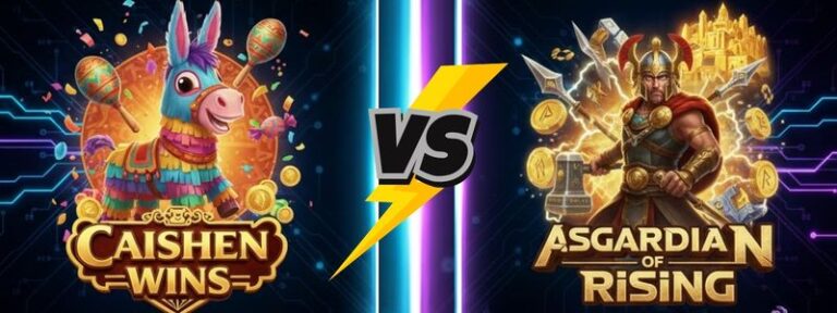 ภาพเปรียบเทียบหน้าปกเกม Pinata Wins และ Asgardian Rising สองเกม PG SLOT ใหม่ ล่าสุด มาแรง